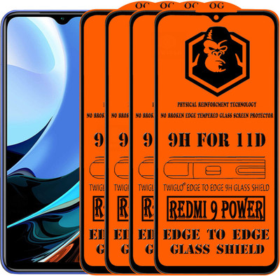 TWIGLO Edge To Edge Tempered Glass for REDMI 9 POWER(Pack of 4)