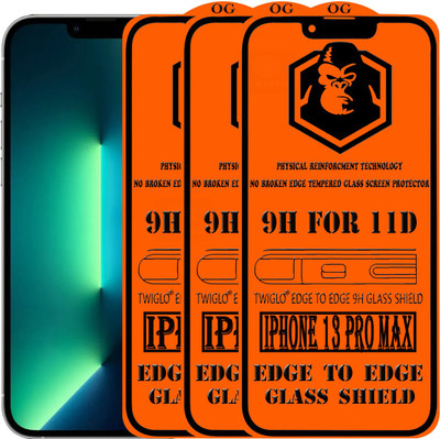 TWIGLO Edge To Edge Tempered Glass for apple IPHONE 13 PRO MAX(Pack of 3)