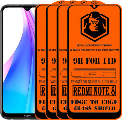 TWIGLO Edge To Edge Tempered Glass for REDMI NOTE 8(Pack of 4)