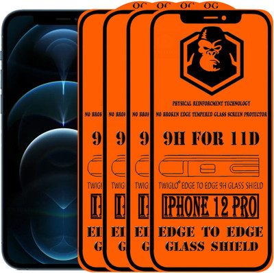 TWIGLO Edge To Edge Tempered Glass for IPHONE 12 PRO(Pack of 4)