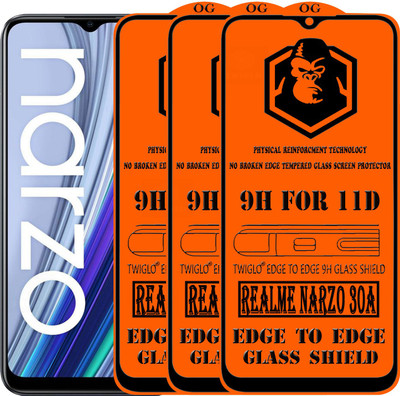 TWIGLO Edge To Edge Tempered Glass for REALME NARZO 30A(Pack of 3)
