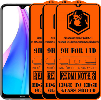 TWIGLO Edge To Edge Tempered Glass for REDMI NOTE 8(Pack of 3)