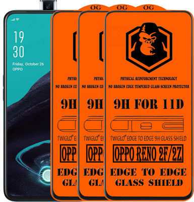 TWIGLO Edge To Edge Tempered Glass for Oppo Reno2 F(Pack of 3)