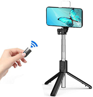 Wanzhow Bluetooth Remote Control Selfie Stick Bluetooth Selfie Stick(Black, Remote Included)