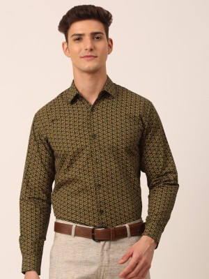 JAINISH Men Printed Formal Green Shirt