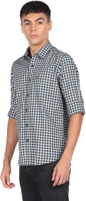 ARROW Men Checkered Casual White, Black Shirt