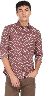 U.S. POLO ASSN. Men Printed Casual Brown Shirt
