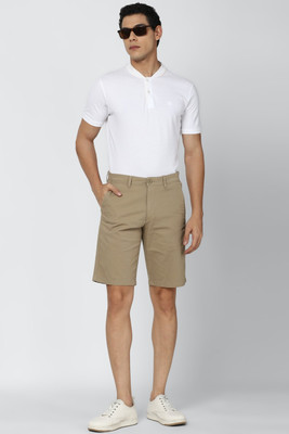 VAN HEUSEN Solid Men Khaki Regular Shorts