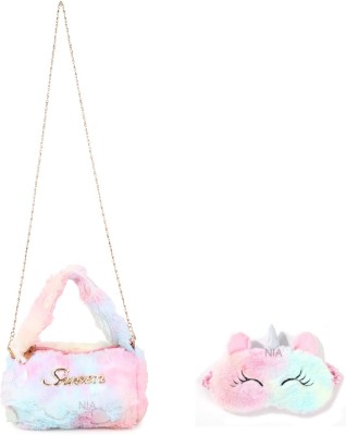 Sanjis Enterprise Multicolor Sling Bag Kids - Toddler Mini Cute Princess Handbags with Eyemask