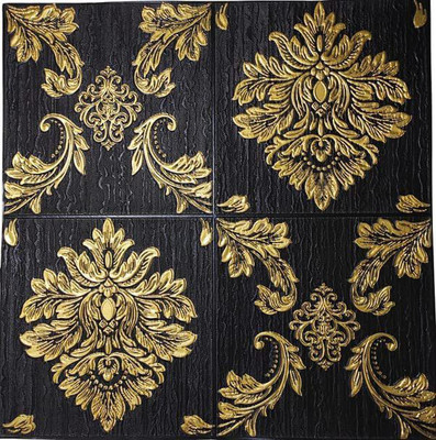 Wow Interiors 70 cm Black and Gold Foam Removable Sticker(Pack of 1)
