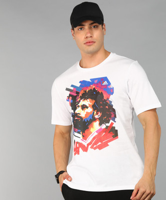 ADIDAS Printed Men Crew Neck White T-Shirt