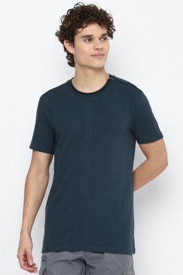 FOREVER 21 Graphic Print, Solid Men Round Neck Dark Blue T-Shirt