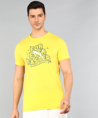 PUMA Printed Men Round Neck Yellow T-Shirt