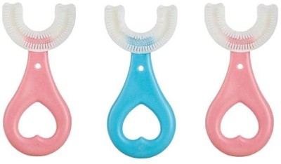X4Cart 360 Degree U-shaped Toothbrush Teethers Soft Silicone Baby Tooth Brush for Kids Ultra Soft Toothbrush(Pack of 3)
