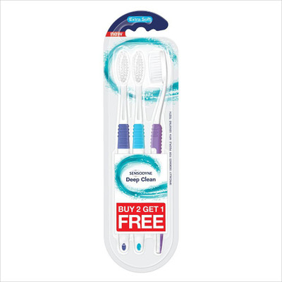 SENSODYNE DEEP CLEAN Extra Soft Toothbrush (3 Toothbrushes)