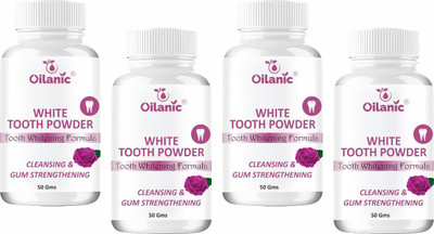 Oilanic Natural Teeth Whitening White Tooth Powder combo pack of 4 bottle of (200g(200, Pack of 4)
