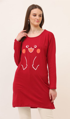 ILLUSTRIOUS Casual Printed Women Maroon Top