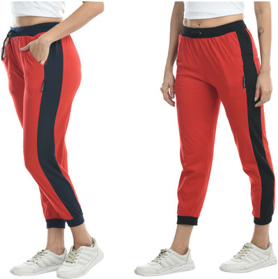 KAVYA Solid Men Red Track Pants