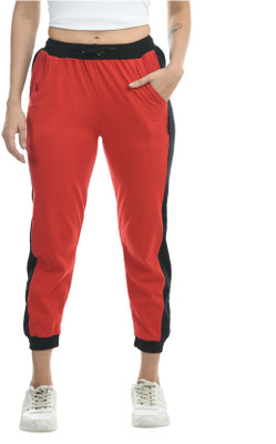 KAVYA Colorblock Women Red Track Pants