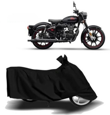 Mdstar Waterproof Two Wheeler Cover for Royal Enfield(Classic 350, Black)