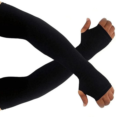 GARETA Nylon Arm Sleeve For Boys & Girls(Free, Black)