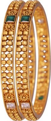 JFL - Jewellery for Less Copper Cubic Zirconia Gold-plated Bangle Set(Pack of 2)