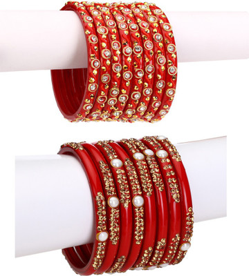 AFAST Glass Enamel Bangle Set(Pack of 16)