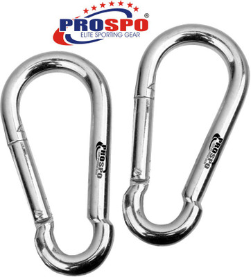 PROSPO Stainless Steel Spring Snap Hook Locking 10 MM Pack of 2 Locking Carabiner(Silver)