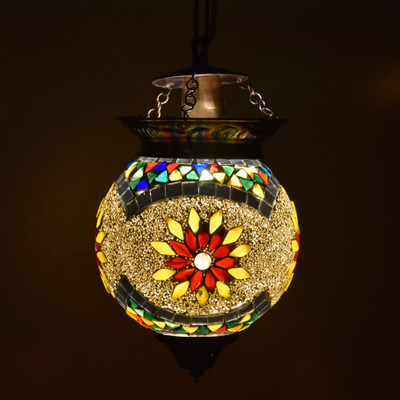 Ionic Glass Handcrafted Mosaic Decorated Glass Hanging Light Pendants Ceiling Lamp Pendant Lamp Ceiling Lamp(Multicolor)