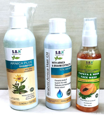 S.B.H plus Shampoo +Brahmi Hair Oil + Papaya & Neem Face Wash(3 Items in the set)