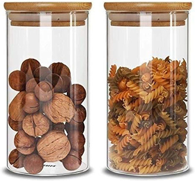 Pure Source India Glass Utility Container  - 1000 ml(Pack of 2, Clear)