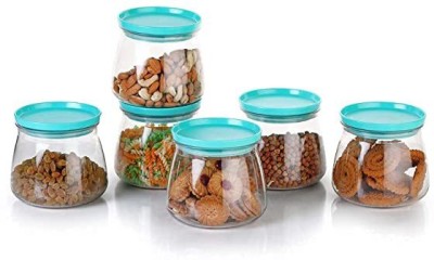 VM BOND Plastic Cookie Jar  - 900 ml(Pack of 6, Green)