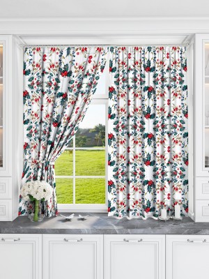 DD8 274 cm (9 ft) Polyester Room Darkening Long Door Curtain (Pack Of 2)(Floral, White)
