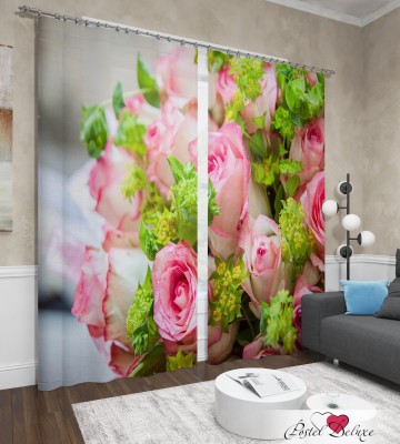 VSD 214 cm (7 ft) Polyester Room Darkening Door Curtain (Pack Of 2)(Floral, White)