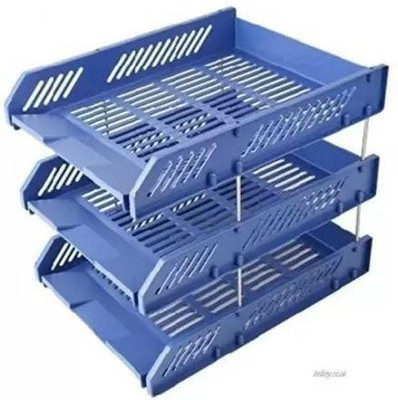 Greenstone 3 Compartments plastic file storage(Blue)