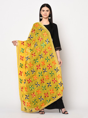 WEAVERS VILLA Chiffon Embroidered Women Dupatta