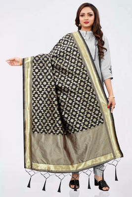 KriFab Collection Cotton Silk Self Design Women Dupatta