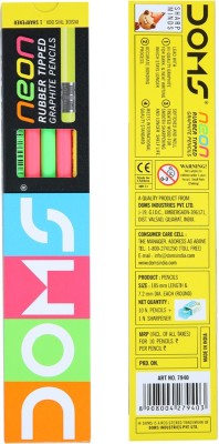 DOMS Neon Rubber Tipped HB/2 Graphite Pencil(Pack of 40)