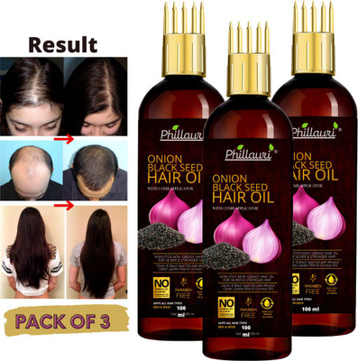 Phillauri Red Onion Hair Oil – WITH COMB APPLICATOR- Black Seed Onion Oil Hair Oil