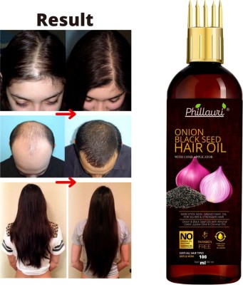 Phillauri Onion Oil – Black Seed Onion Hair Oil – WITH COMB APPLICATOR m Hair Oil