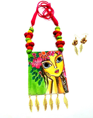 Devi creation Fabric, Oxidised Silver, Dori Multicolor Jewellery Set(Pack of 1)