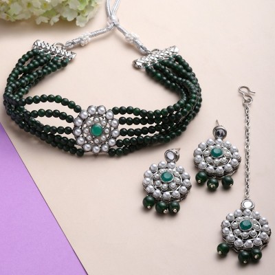 Karatcart Alloy Silver Green, White, Silver Jewellery Set(Pack of 1)