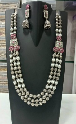 maa arbuda art Brass Gold-plated Pink, White, Silver Jewellery Set(Pack of 1)