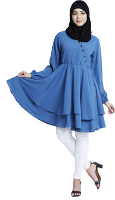 BT - Being Traditional Women Solid Flared Kurta(Blue)
