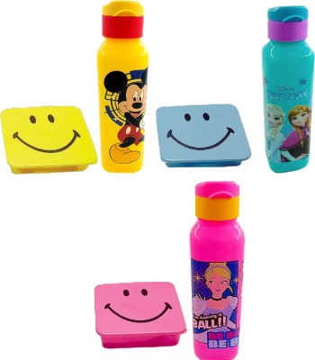 ShubhKraft Return Gift In Bulk Smiley Lunch Box & Cartoon Printed Water Bottle Set (3 Pcs) 1 Containers Lunch Box(250 ml)
