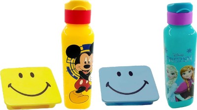 ShubhKraft Return Gift In Bulk Smiley Lunch Box & Cartoon Printed Water Bottle Set (2 Pcs) 1 Containers Lunch Box(250 ml)