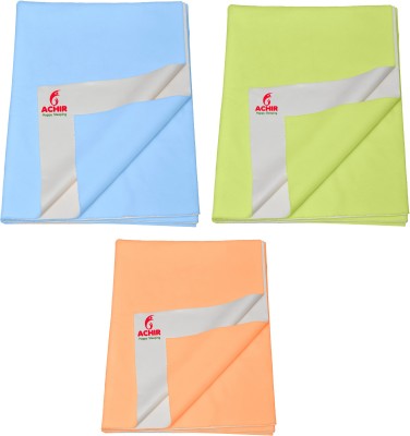 ACHIR Cotton Baby Bed Protecting Mat(Sky Blue, Mint Green, Orange, Medium, Pack of 3)