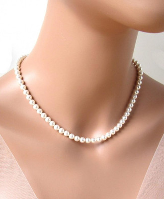 DMS STORE White Pearl Necklace Mother of Pearl Gold-plated Plated Alloy Necklace