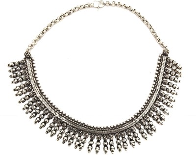 athizay oxidized tribal choker necklace made of oxidized silver made by hand in India Brass Choker