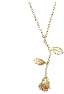 Vembley Vembley Charming Gold Plated Rose Pendant Necklace for Women and Girls Gold-plated Plated Alloy Necklace